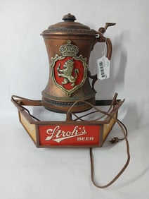 Stroh's Beer On Tap Lighted Wall Hanging Advertisement Mug Shelf Sign