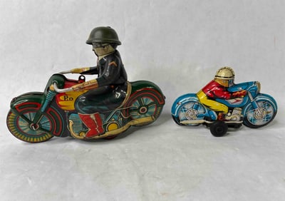Japanese Tin Litho Friction Motorcycles