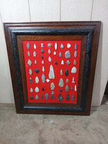 Framed Arrowhead, Drills, and Artifact Collection
