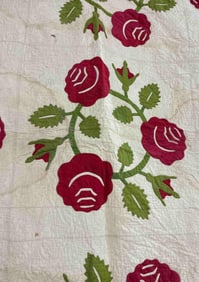 Hand Stitched Floral Applique Quilt