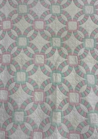 Hand Stitched Pastel Double Wedding Ring Quilt