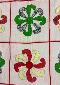 Hand Stitched Floral Applique Quilt