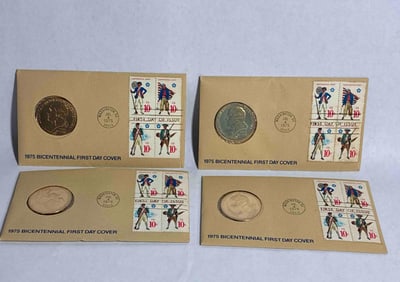 4-1975 Bicentennial First Day Cover Coin & Stamp Sets