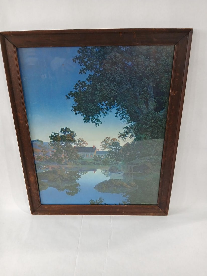 Maxfield Parrish Evening Shadows: Brightly colored lithograph. 18.5x22.5