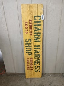Charm Harness Shop Wood Painted Sign