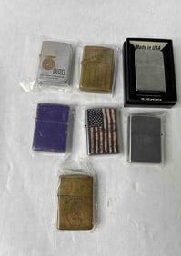 Lot of 7 Various Dated Zippo Lighters Inc. Older to New