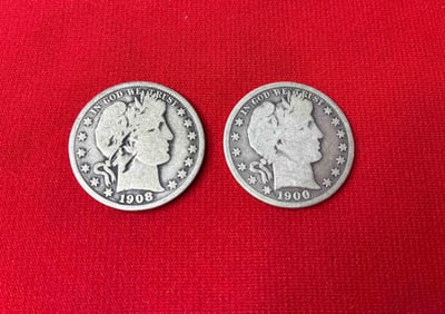 1900S and 1908 Barber Half Dollars