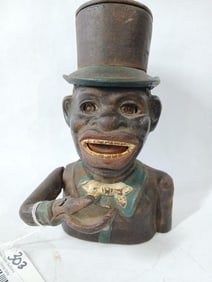 Cast Iron Jolly Man Coin Bank