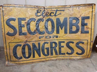 Seccombe For Congress Embossed Tin Sign