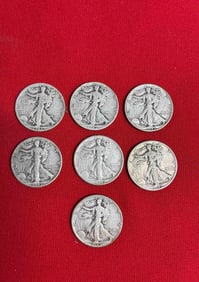 7-Walking Liberty Half Dollars