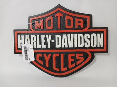 Cast Iron Harley Davidson Banner & Shield Wall Hanging Sign