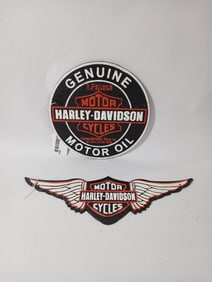 Cast Iron Harley Davidson Wall Hanging Plaques Lot of 2