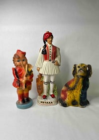 Chalkware Dog, Soldier, and Metaxa Decanter
