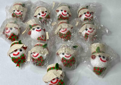 Vintage Japan Snowman Christmas Ornaments