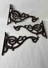 Lot of 3 Ornate Cast Iron Shelf Brackets
