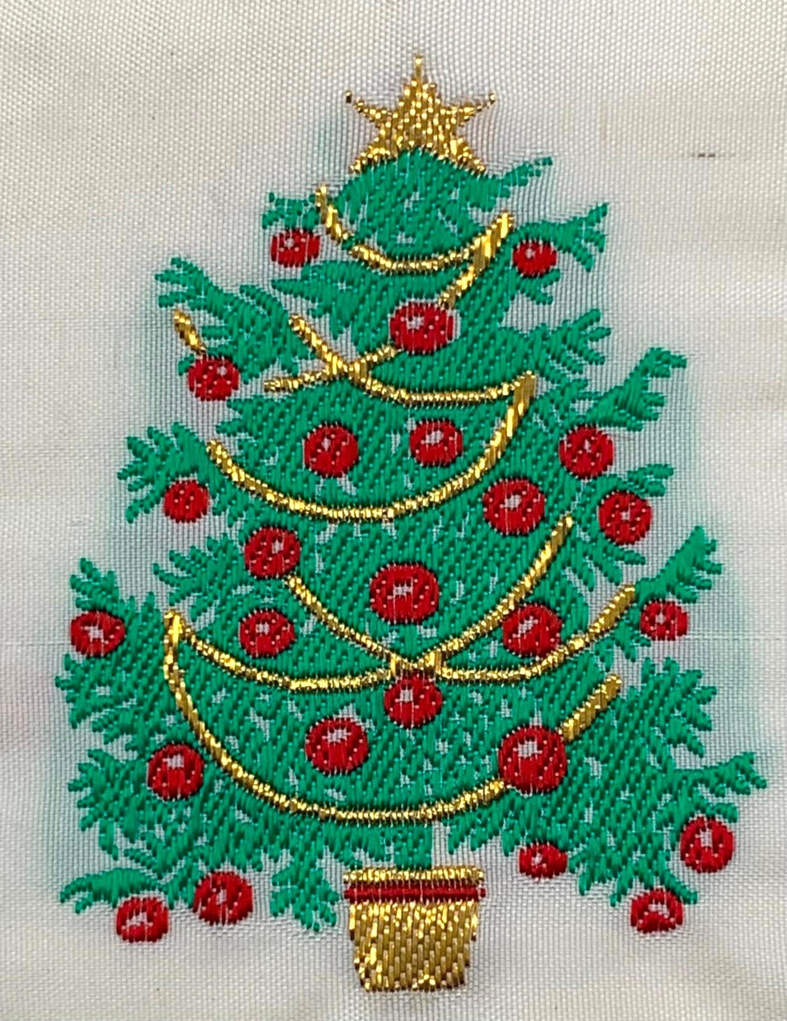 1960s ALFRED MAINZER Embroidered Silk Christmas Tree Gilded Edge Italian Holiday Cards 43 pc Set (1 of 8)