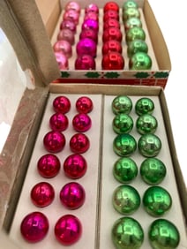 81 pc Vintage Miniature Feather Tree Vibrant Glass Bulb Ornaments in Boxes