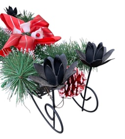 Mid Century Novelty Wreath Co. Iron Candelabra Christmas Centerpiece Holiday Decoration with Box