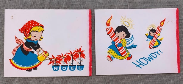 32 pc c1960s Deadstock Artistic 8 Holiday Design Christmas Cards, Envelopes and Box