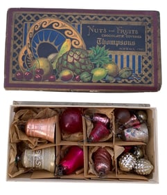 15 Antique to Vintage Christmas Feather Tree Ornaments in Old Norwalk Ohio Chocolate Box