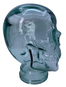Gothic Human Adult Size Glass Skull Sculpture, Millinery, Edgy Haberdashery Hat Mold