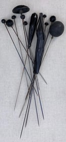 12 pc Antique to Vintage Millinery Hat Pin Collection
