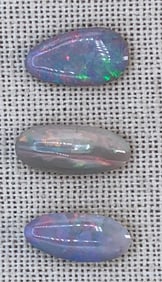 Trio of Large Carat Polished Spangled Glowing Opal Unmounted Gemstones
