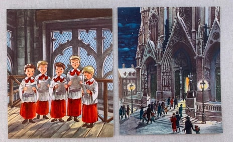 42 pc c1960s Deadstock Christmas Cards and Envelopes in Box