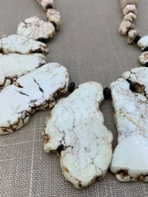 Incredible Magnesite Slab and Bead Natural Stone Statement Necklace