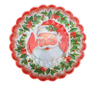 Large Deadstock Vintage Mid Century Santa Claus Holiday Party Serving Beistle Paper Goods Tableware