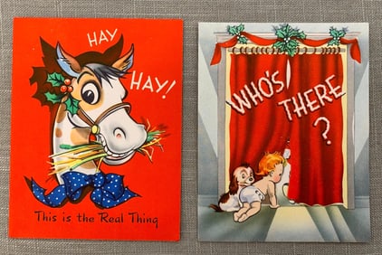 24 pc c1950s Deadstock Vibrant Christmas Cards and Envelopes in Original Box
