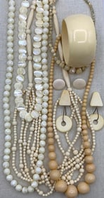 10 pc Vintage Bone, Horn, Mother of Pearl, Natural and Created Jewelry Collection