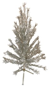 Mid Century EVERGLEAM 4' Silver Aluminum 58 Branch Christmas Tree with Stand, Sleeves and Box