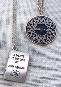 2 Sterling Silver John Lennon Collection Pendants and 925 Necklace Chains