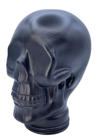 Gothic Human Adult Size Black Glass Skull Sculpture, Millinery, Edgy Haberdashery Hat Mold