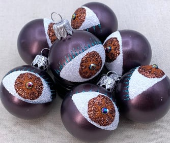 7 Glitter Glass Orb Eyeball Halloween Oddities Tree, Curiosity Cabinet, Ornaments
