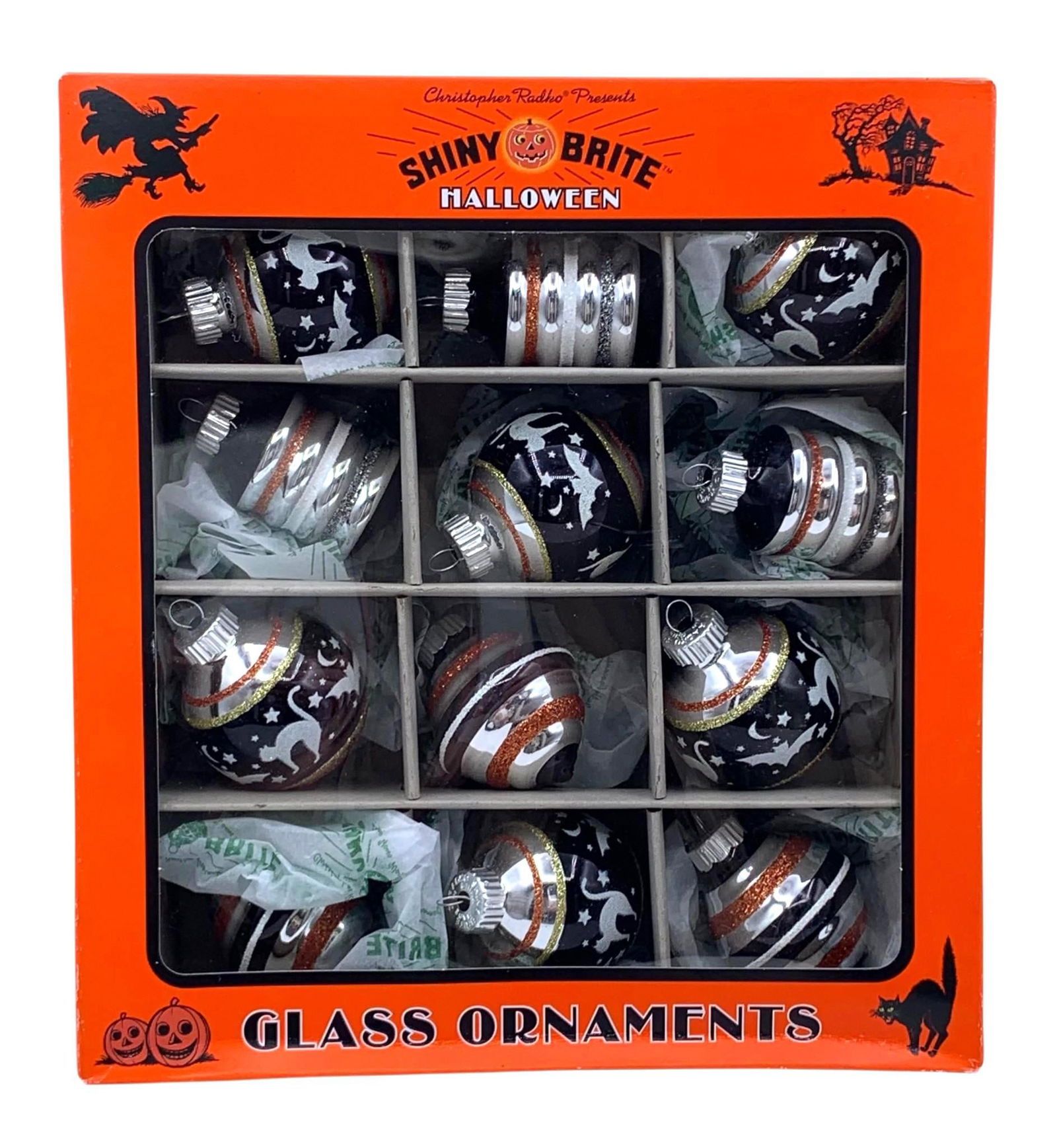 12 pc Christopher Radko Mercury Glass Shiny Brite Halloween Ornaments in the Box (1 of 7)