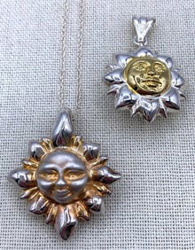 925 Milor Italy Double Sided Sun Pendant, JTL Sterling Solar Pendant and 925 Chain