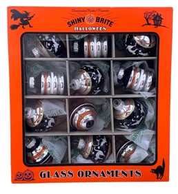 12 pc Christopher Radko Mercury Glass Shiny Brite Halloween Ornaments in the Box