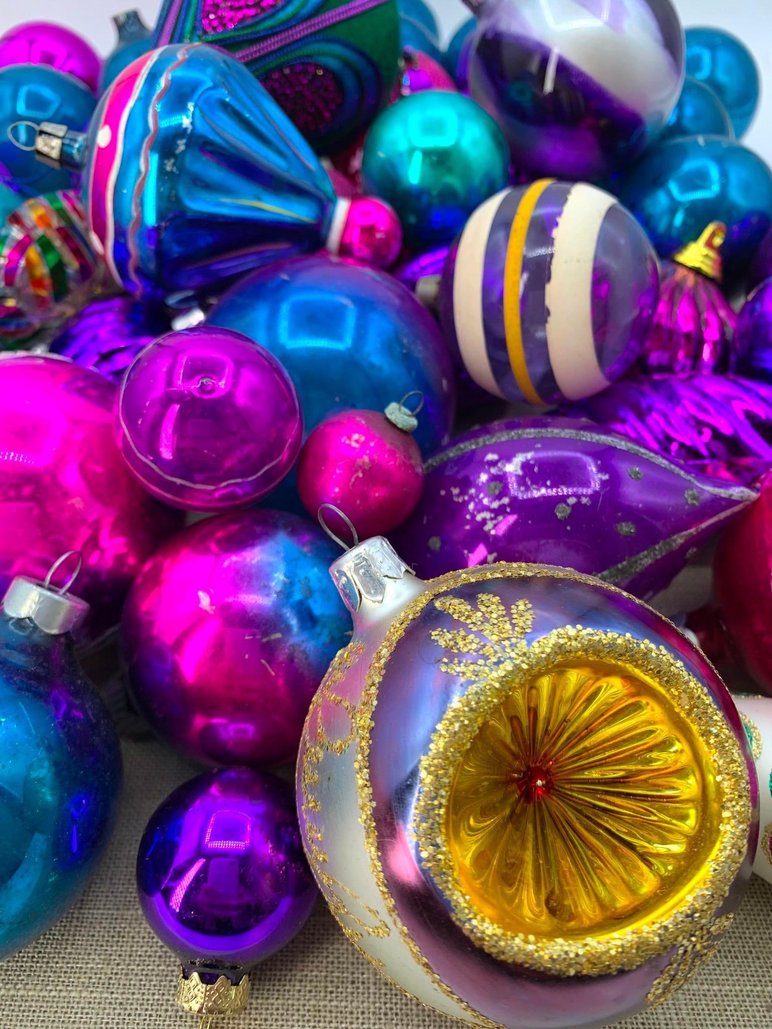 52 pc Vintage Purple, Magenta, Blue Topaz Christmas Tree Ornament Collection (1 of 9)