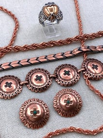 7 pc Sterling Silver, Copper and Bronze Jewelry Collection