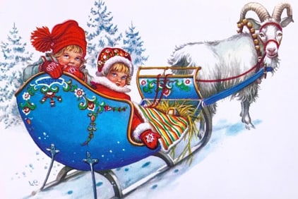 119 pc c1960s Deadstock Swedish and Italian Christmas Cards, Envelopes and Card Box Collection