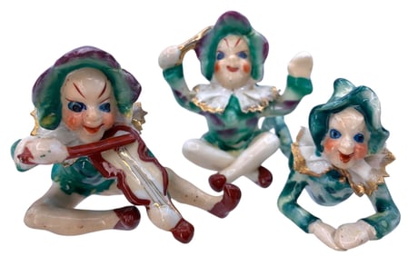 4 Vintage Occupied JAPAN, Japan, Jester Pixie Elf Figurines