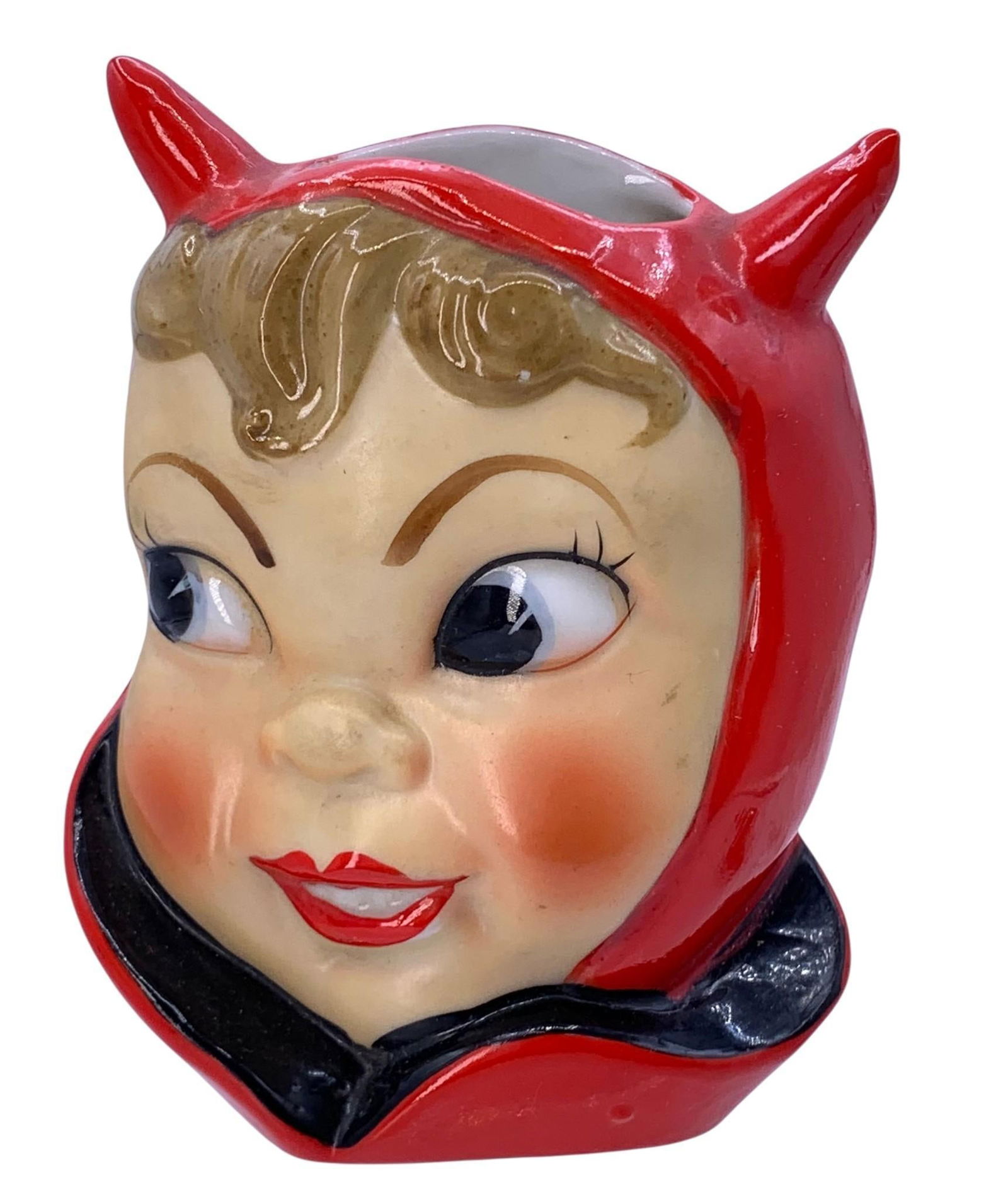 4 Mid Century JAPAN Horned Smiling Devil Wall Pocket and Pitchfork Holding Devil Figurines (1 of 15)