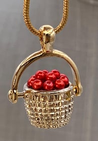 11 pc New in Boxes Longaberger Miniature Basket Charms, Necklace Chains and Earrings Set