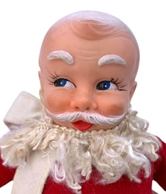 Mid Century Rubber Faced Stuffed Body Santa Claus Doll