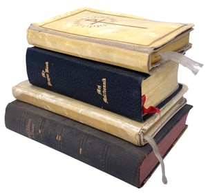 4 pc 1921 to 1956 Slovak, Czech, Prayer Books and Celluloid Cover Illustrated Holy Communion Books