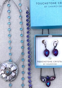 6 pc Unworn Touchstone Crystal Swarovski Jewelry Collection with Boxes