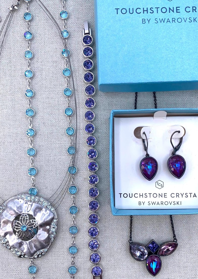 6 pc Unworn Touchstone Crystal Swarovski Jewelry Collection with Boxes (1 of 12)