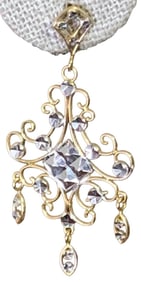 Outstanding 14k Yellow and White Gold Openwork Filigree Pierced Chandelier Earrings